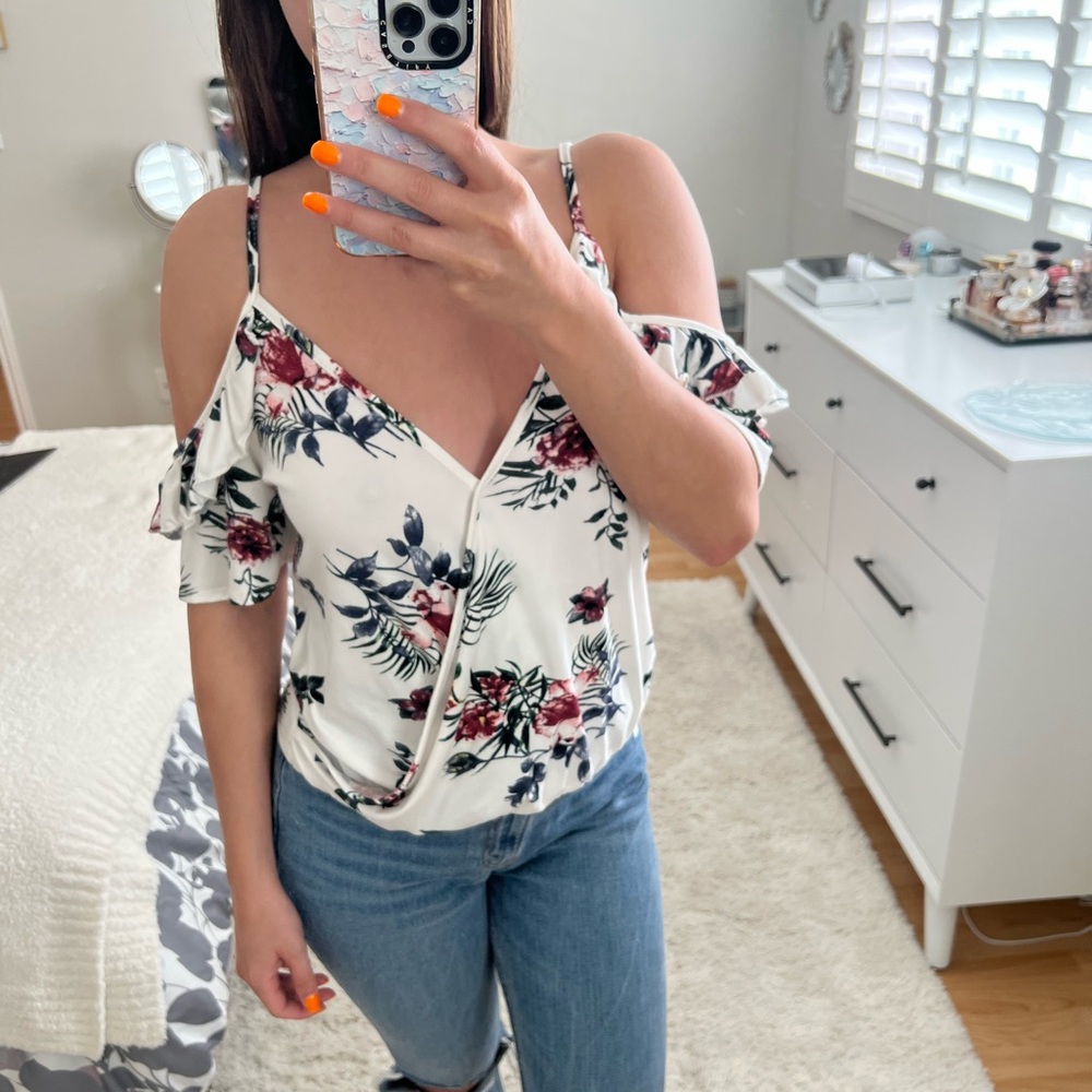 Cold shoulder floral top
